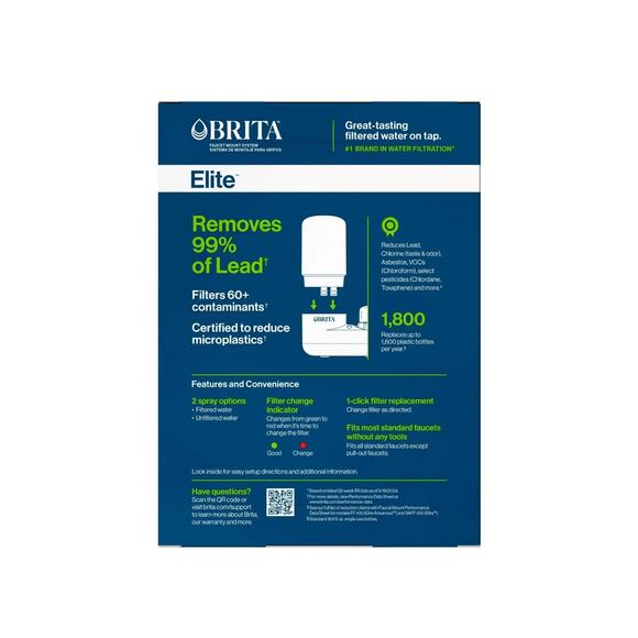 BRITA Elite Water Faucet Filtration System Chrome Filters Chlorine & Lead - Picture 2 of 7